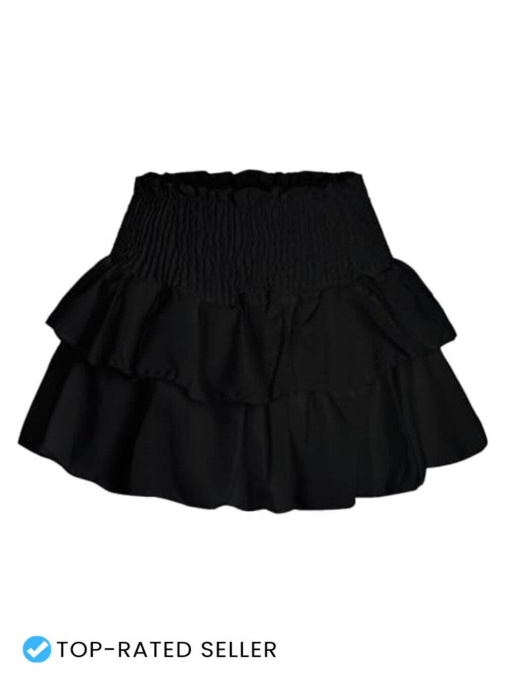 Women High Waist Ruffle Layered Pleated Mini Skirt Lined Pull On